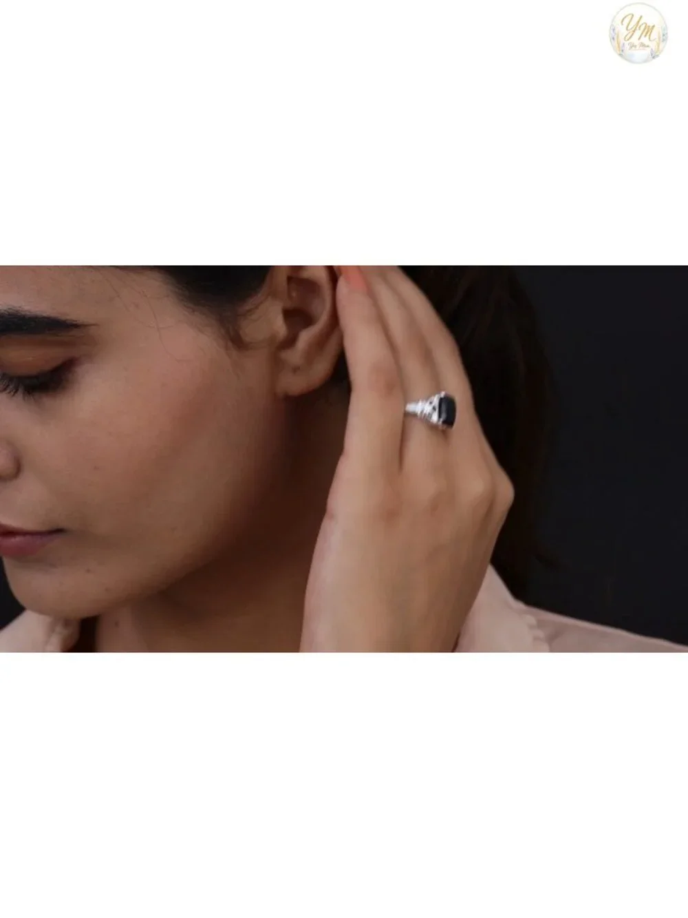 Genuine Black Tourmaline 925 Sterling Silver Statement Ring